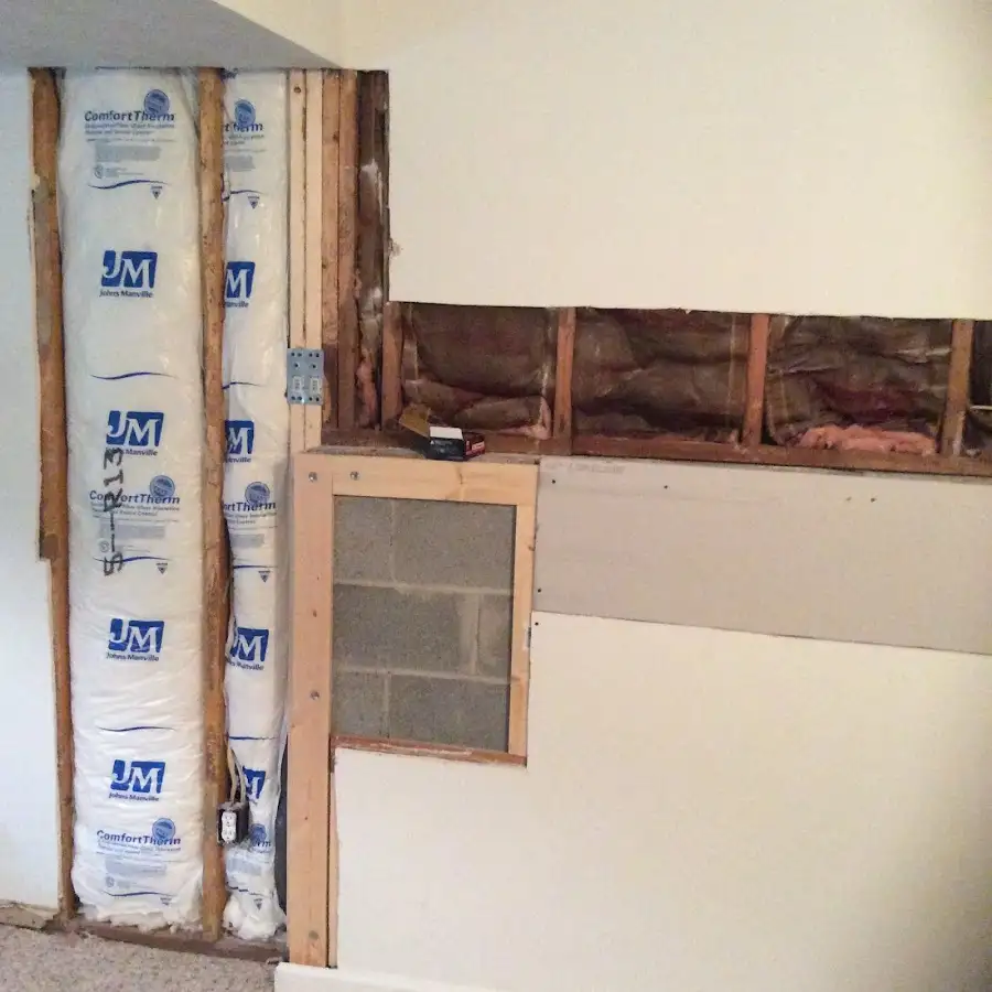 Wall insulation replacement during Basement Flood Cleanup in Wayne